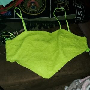 Rue21 Sequin Neon Green Crop Top